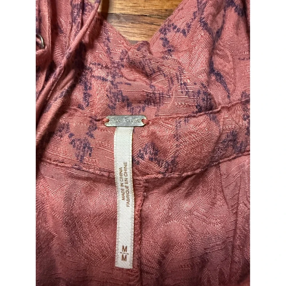 Free People Womens Pink Purple Geometric Print Sleeveless Jumpsuit Size Medium